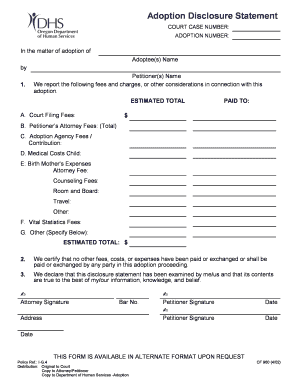 Adoption Disclosure Statement