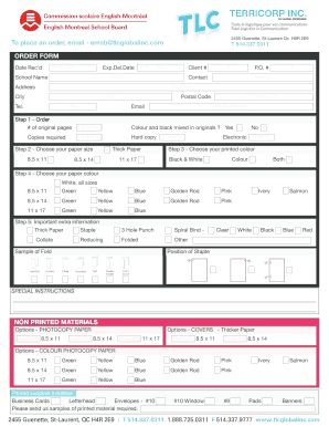 Order Form for Printed Materials