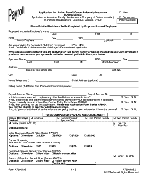Application for Limited Benefit Cancer Indemnity Insurance
