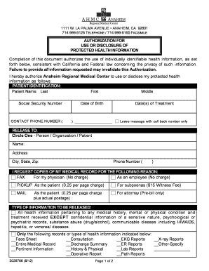 Authorization for Use or Disclosure of Protected Health Information