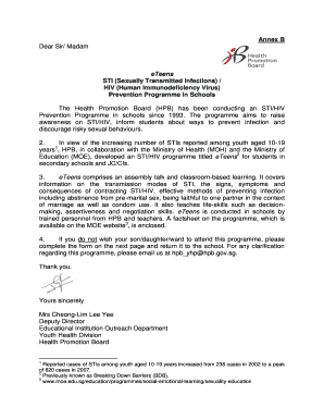 eTeens STI/HIV Prevention Programme Opt-Out Form