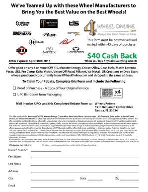 Wheel Purchase Rebate Form