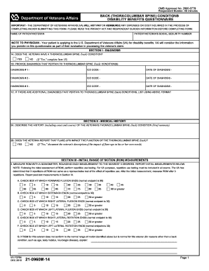 VA Disability Benefits Questionnaire for Thoracolumbar Spine Conditions