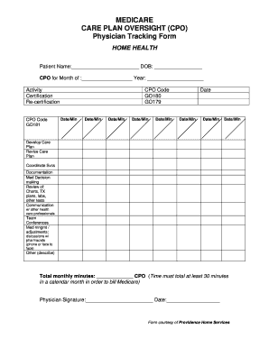 Medicare Physician Tracking Form