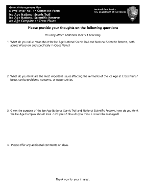 Ice Age National Scenic Trail Comment Form