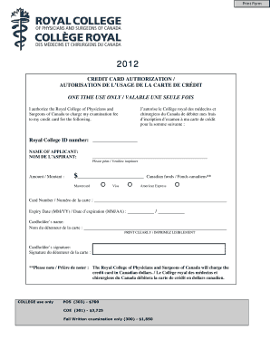 Credit Card Authorization Form