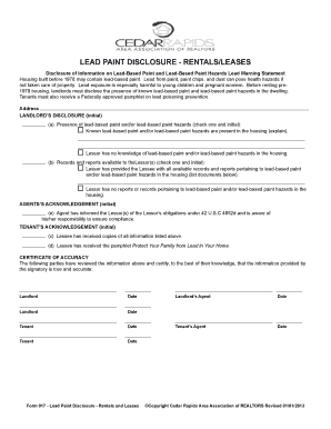 Lead Paint Disclosure for Rentals and Leases