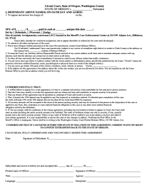 Oregon Court Release Agreement