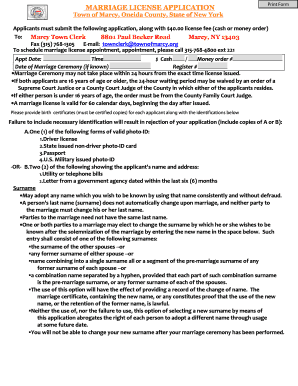 New York Marriage License Application