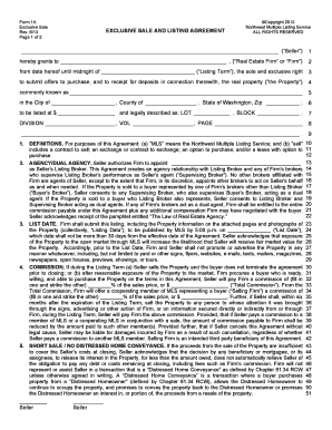Exclusive Sale and Listing Agreement