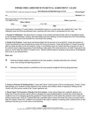 Smoke-Free Addendum to Rental Agreement