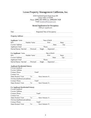 California Rental Application Form