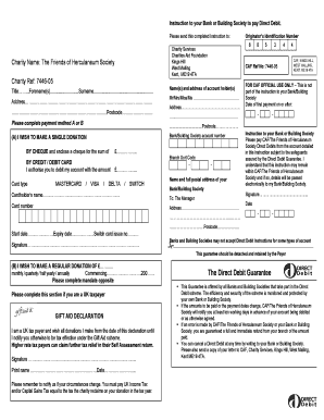 UK Direct Debit Instruction for Charity Donations