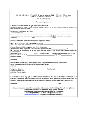 CAFAmerica Gift Form