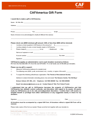 CAFAmerica Gift Form