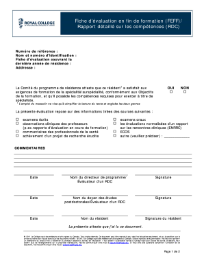 Fiche d’évaluation en fin de formation (FEFF)
