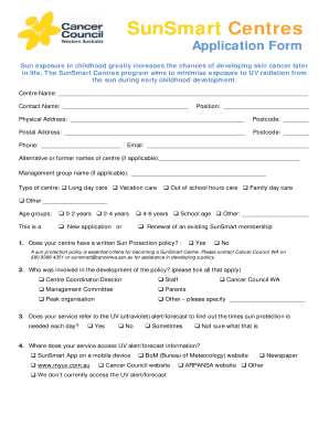 SunSmart Centres Application Form