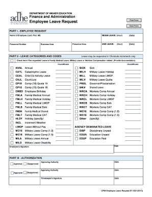 Employee Leave Request. Fillable Document