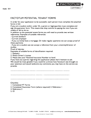 Factotum Prospective Tenant Application Form