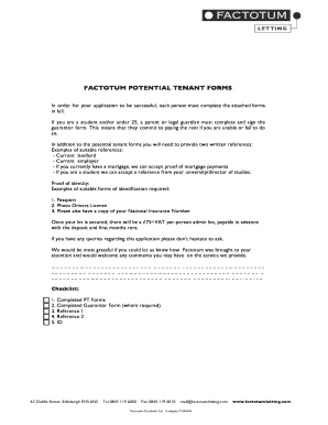 Factotum Scotland Tenant Application Form
