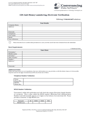 UK Anti-Money Laundering Verification Form