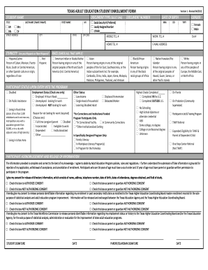 Texas Adult Education Student Enrollment Form