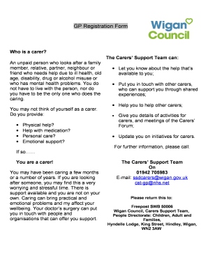 GP Registration Form for Carers