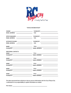 Office Contact Information Form