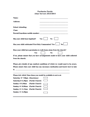 Servers permission form - portlaoiseparish