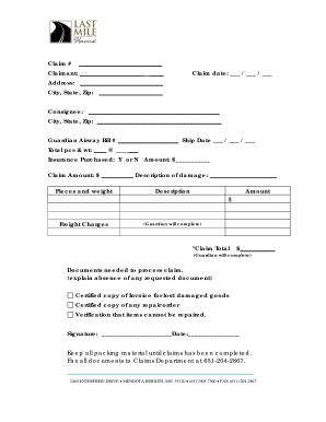 Guardian Airway Bill Claim Form