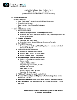 Cigna Medicare Part B EDI Enrollment Form
