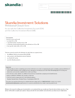 Skandia Investment Solutions Withdrawal/Closure Form