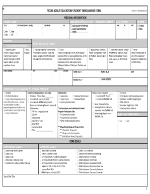 Texas Adult Education Student Enrollment Form