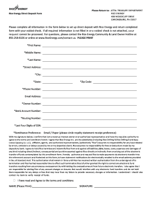 Rice Energy Direct Deposit Form