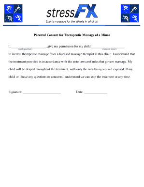 Parental Consent for Therapeutic Massage of a Minor
