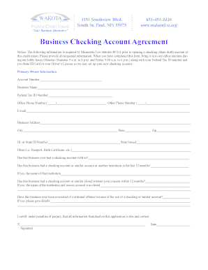 Business Checking Account Agreement
