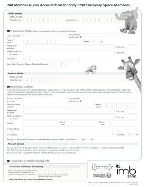 IMB Member & Zoo Account Form