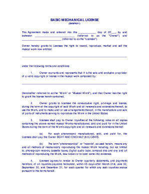 Basic Mechanical License Agreement