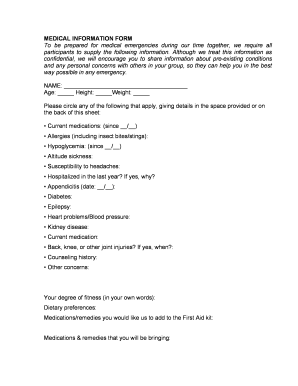 Medical Information Form