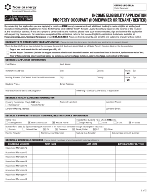 Wisconsin Home Performance Income Eligibility Application