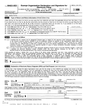 Form 8453-EO Exempt Organization Declaration