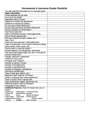 Homeowner’s Insurance Quote Checklist