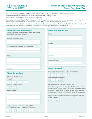 Stamp Duty Land Tax Penalty Appeal Form
