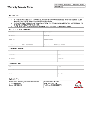 Warranty Transfer Form