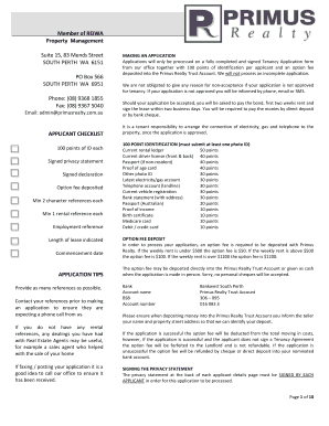 Residential Tenancy Application Form