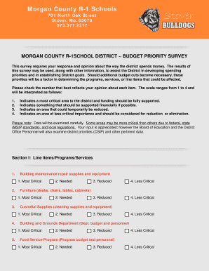 Morgan County R-1 Schools Budget Priority Survey