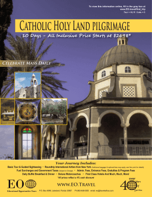Catholic Holy Land Pilgrimage Tour Registration Form