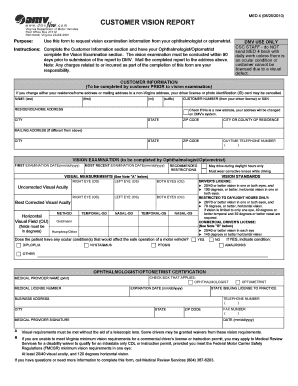 Virginia DMV Vision Examination Report
