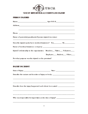 Fillable Online ACCIDENT AND INJURY REPORT FORM - My Church Sahuarita ...