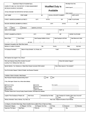 Supervisor’s Report of Industrial Injury